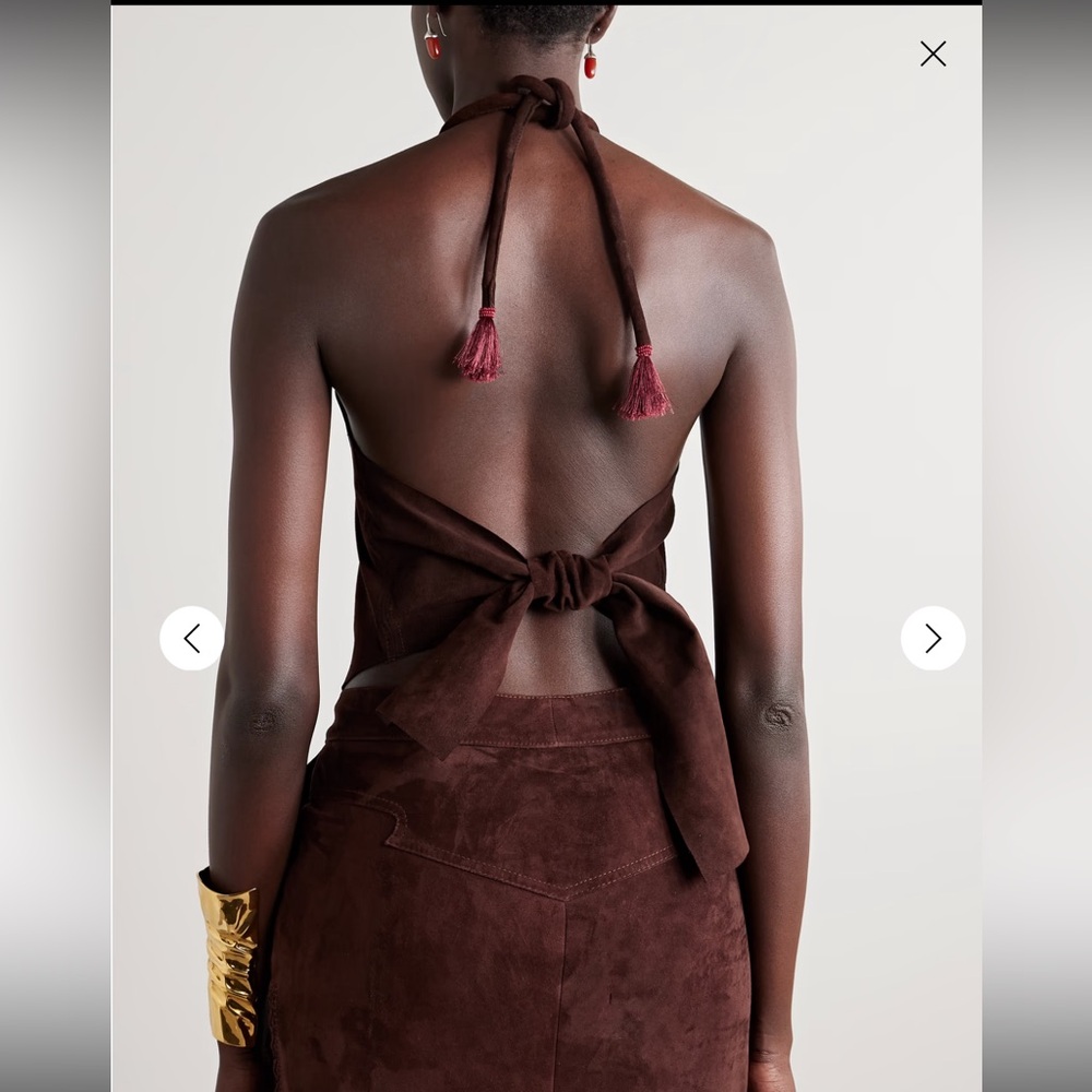 Kell cropped tasseled suede halterneck top - Picture 3 of 4